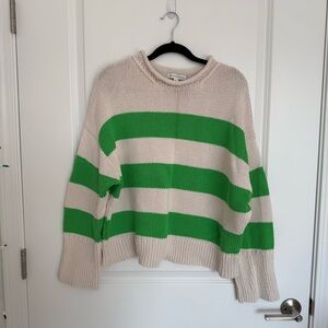Banana Republic Bold Green and Cream Striped Sweater